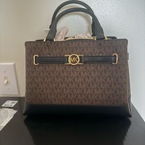 Michael Kors Black and Brown Signature Satchel